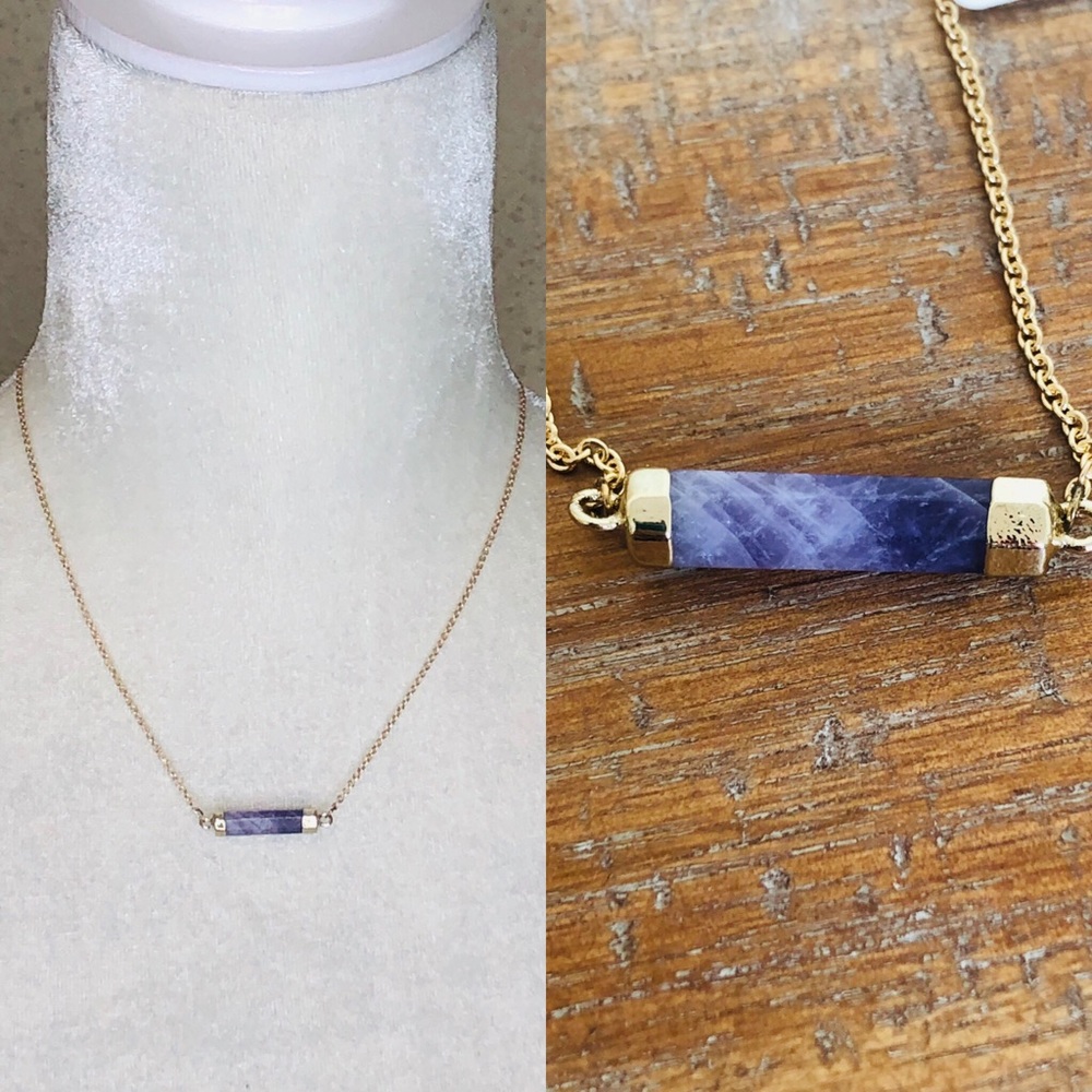 Purple Stone with Gold Chain Choker NecklaCE